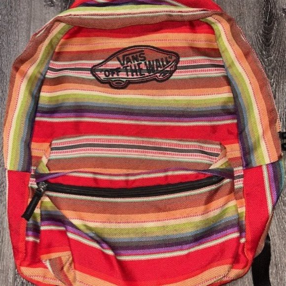 Vans Off The Wall Multi-color Striped Backpack Bag - Picture 2 of 8